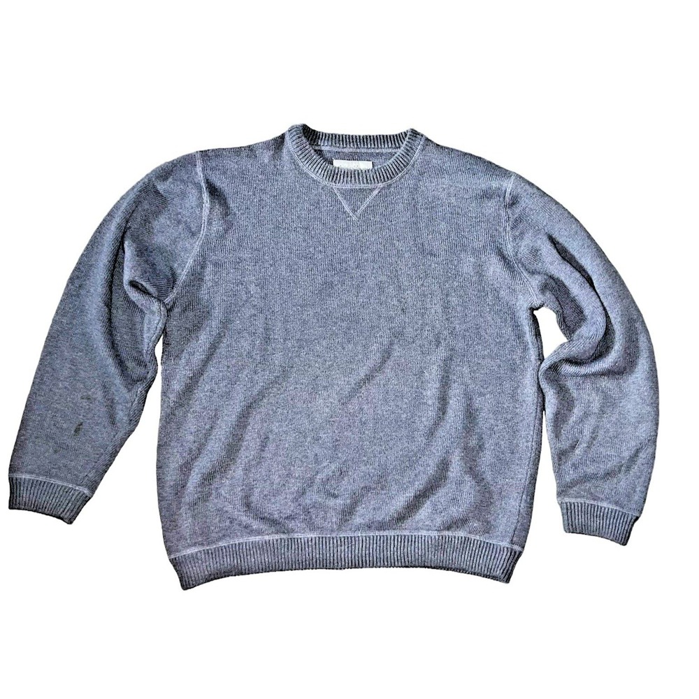 Gorp Core Cozy Eddie Bauer Gray Waffle Knit Crewneck Sweater Pullover - Picture 1 of 15
